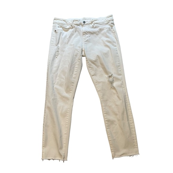 Articles Of Society Denim - Articles of Society Carly Skinny Crop Distressed Jeans in Worn White, Sz 30
